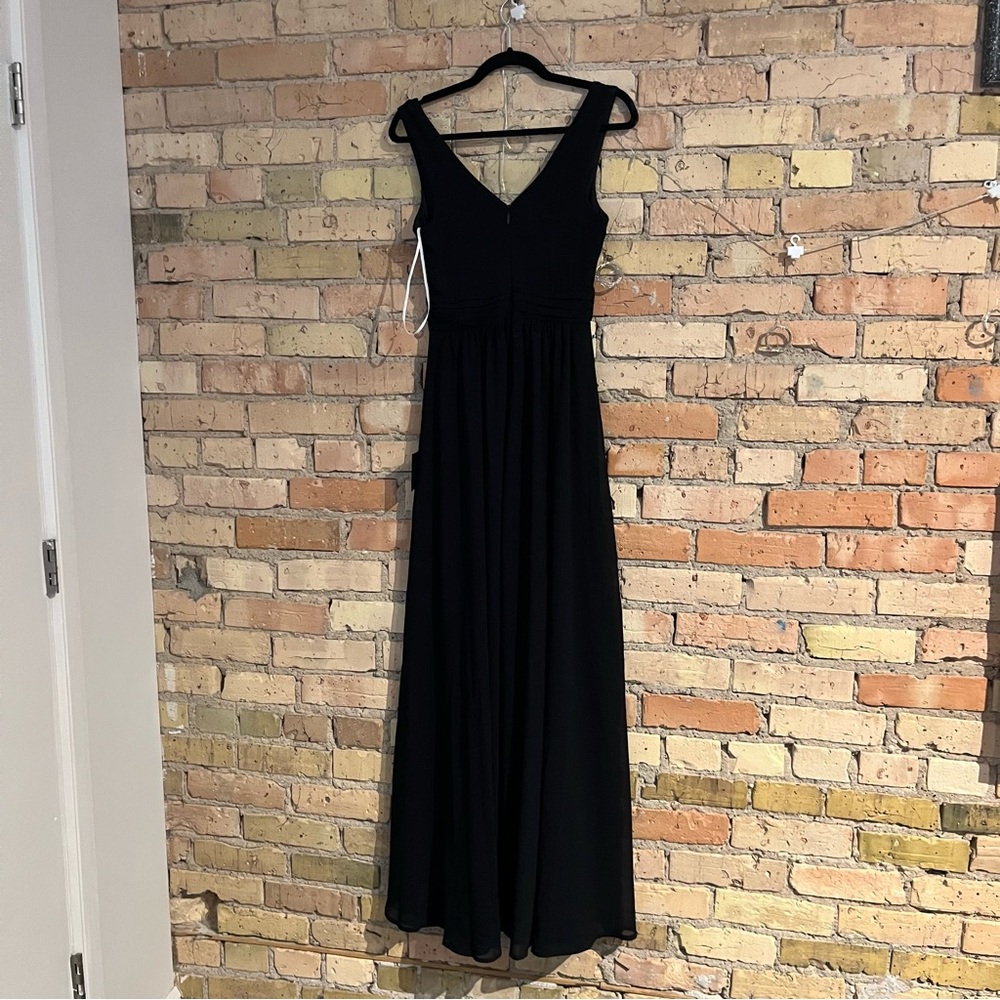 NWT Lulus “Thoughts of Hue Black Surplice Maxi Dress” SZ XXS bridesmaid
